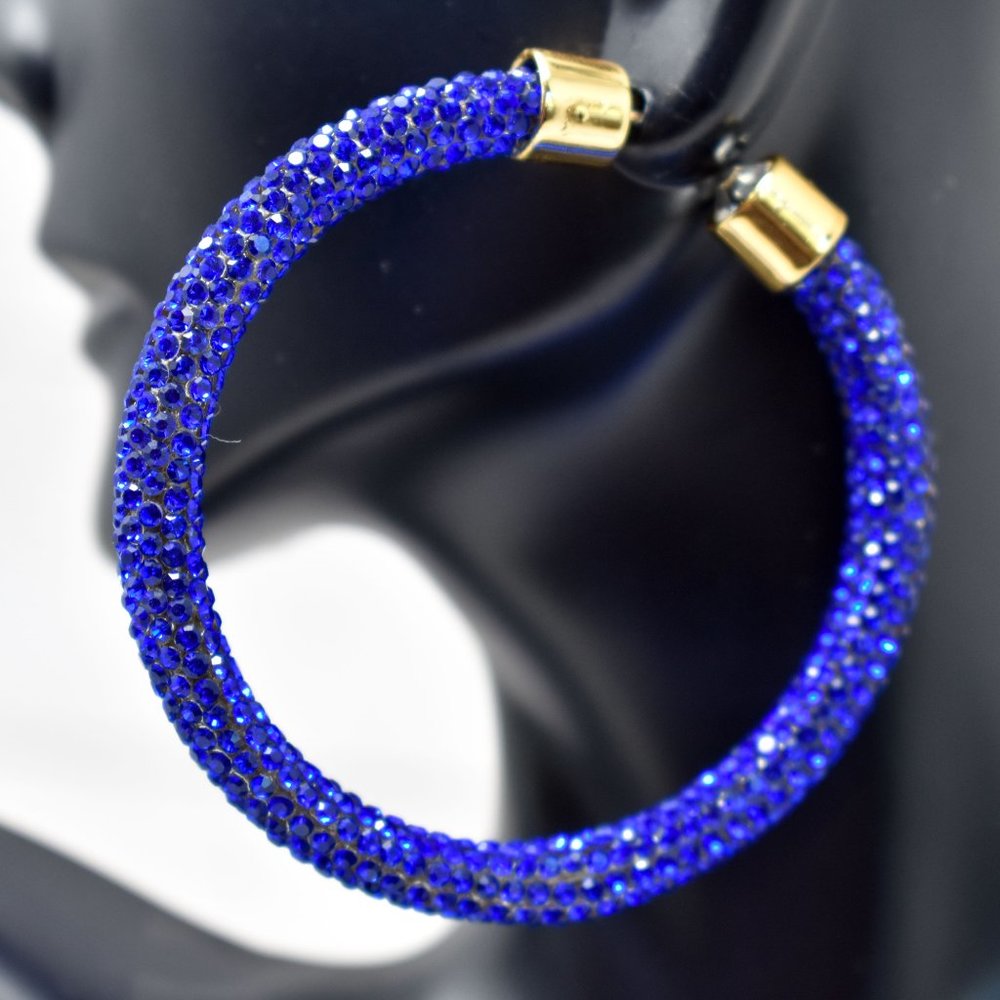 2.5" Royal Resin Pave Rhinestone Wrap Hoop Earring